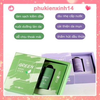 Mặt nạ đất set trà xanh Dạng Lăn - Nạ Đất Set Cà Tím Trắng Da- Se Khít Lỗ Chân Lông