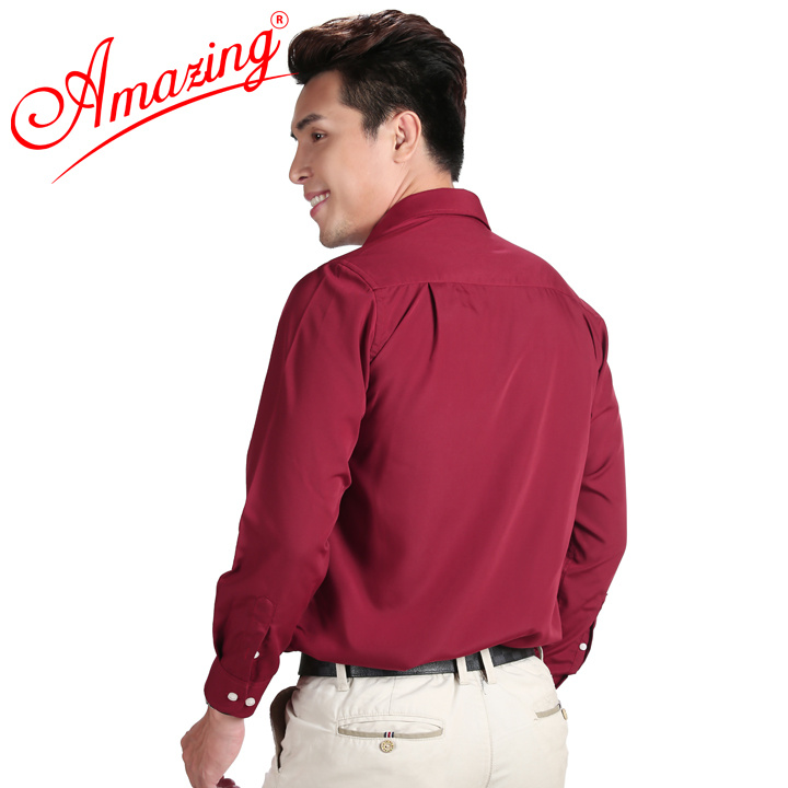 Áo sơmi nam tay dài màu biển, form rộng, thời trang công sở trung niên, vạt bầu đuôi tôm, hiệu Amazing cao cấp