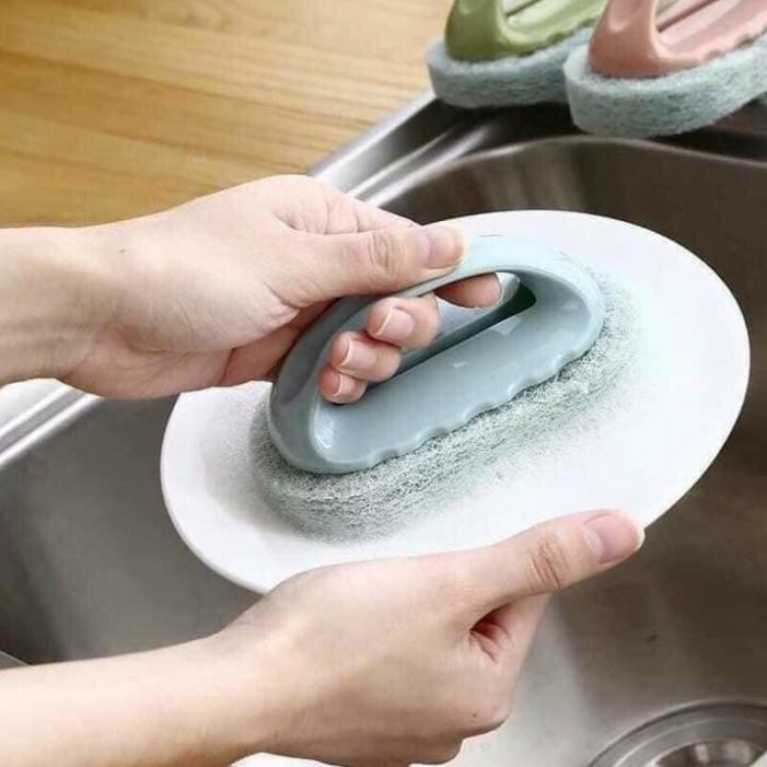 Cọ bếp chà bồn nhà tắm cọ cửa kính có tay cầm chất liệu bọt biển làm sạch đa năng chống xước/cọ bếp/nhà cửa đời sống