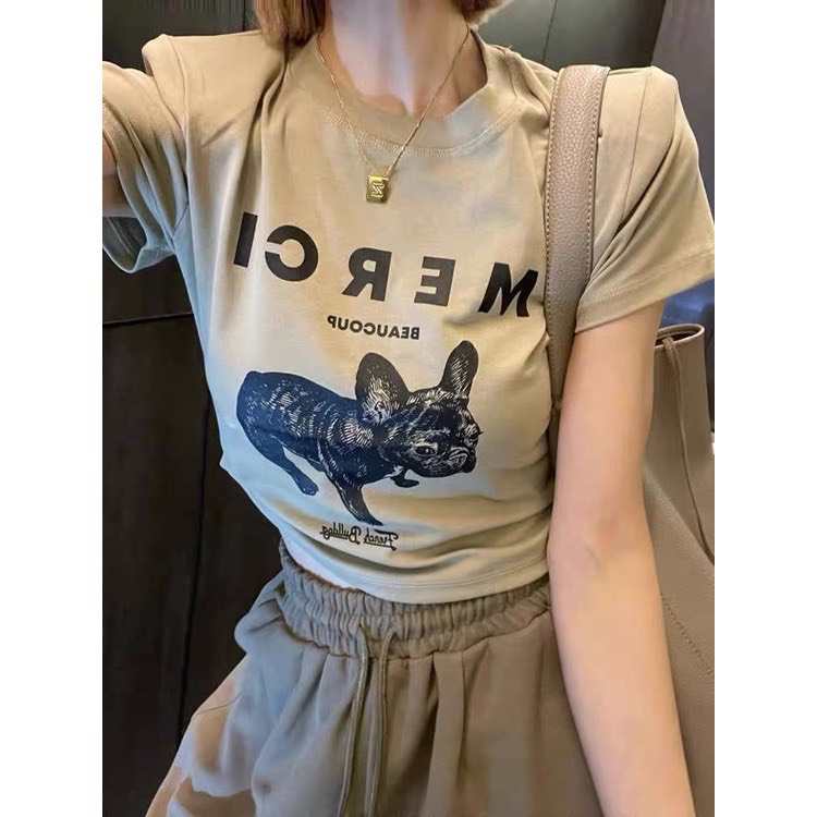 Áo Croptop Hoạ Tiết In Chữ MERCI