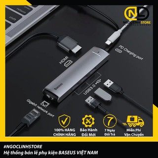 Hub chuyển đổi Baseus 6in1 HUB Adapter USB Type C to USB 3.0 HDMI RJ45 for MacBook Pro