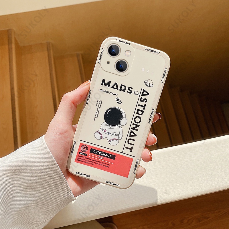 Mới Ốp Điện Thoại Silicon Vuông Mềm Hình Phi Hành Gia Cho iPhone 13 pro Max 12 pro Max 6s plus 7 plus 8 X Xs Xr Xsmax 11 pro Max Se2020