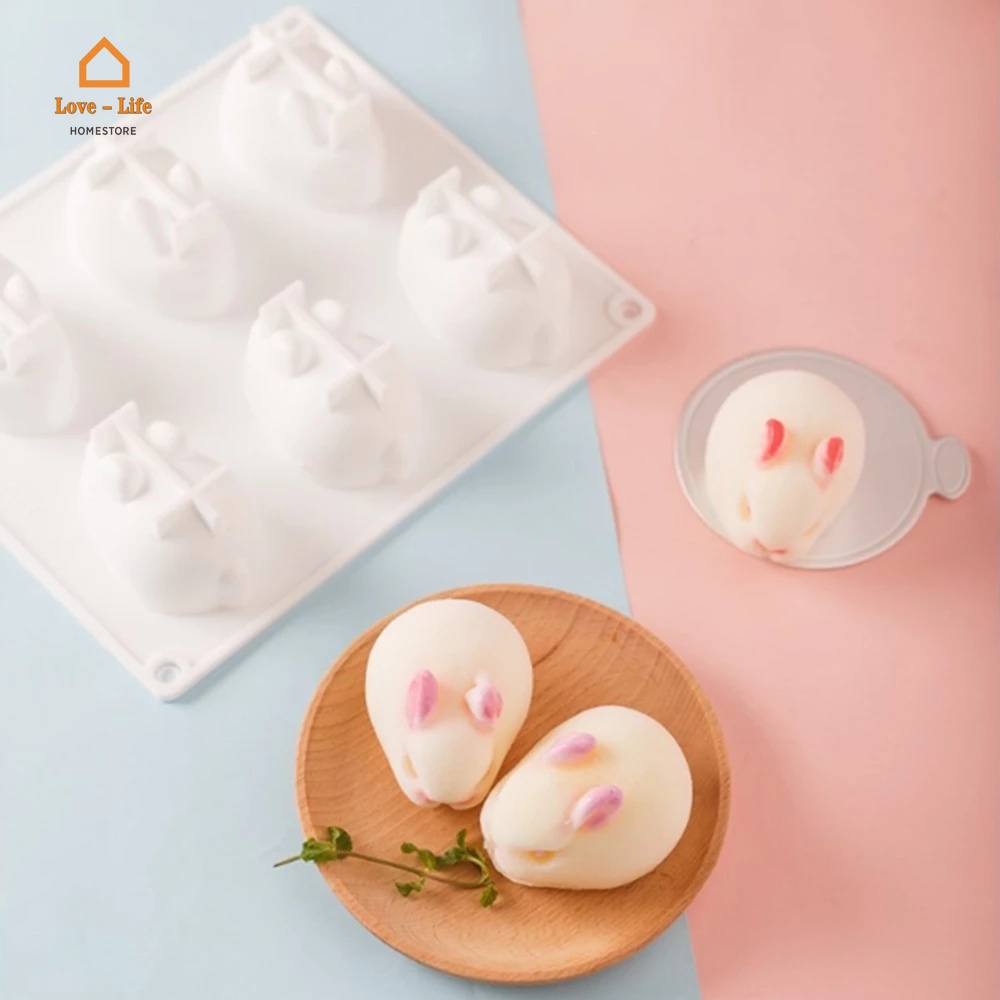 Khuôn silicone làm bánh tạo hình thỏ 3D sáng tạo