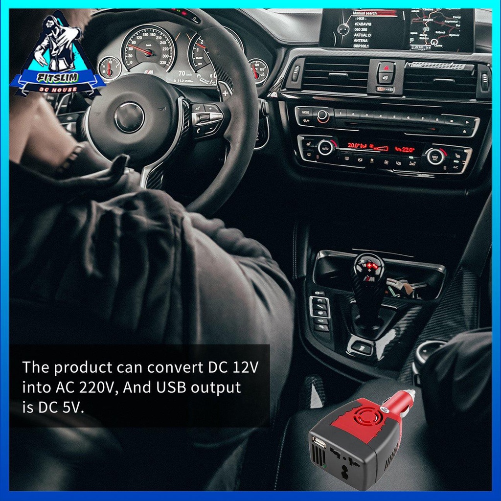 Bộ chuyển đổi nguồn điện trên xe hơi 150W Bộ sạc USB Nguồn điện 12V DC đến 220V AC