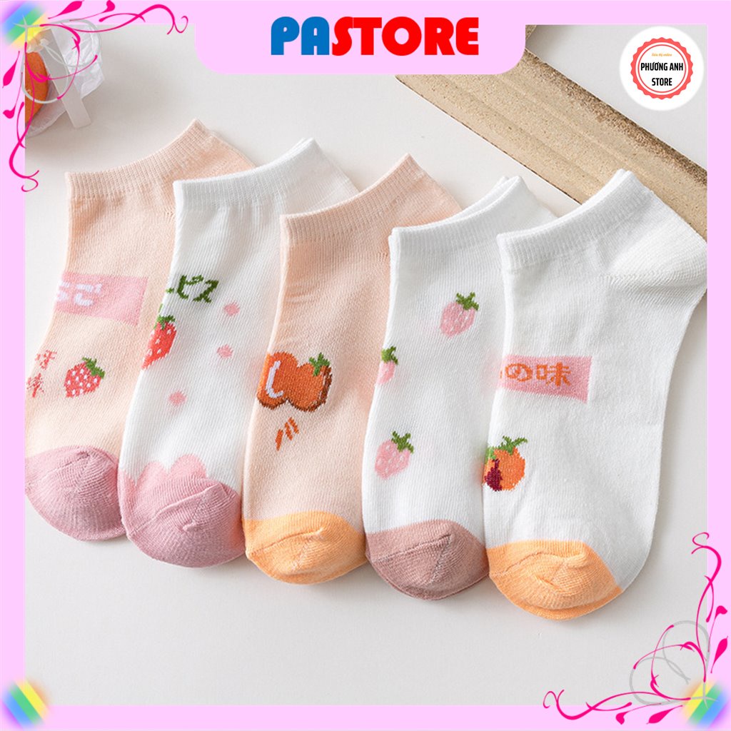 Set 5 đôi tất cổ ngắn người lớn dành cho nữ sợi bông nguyên chất, dành cho nữ không bai, không xù.