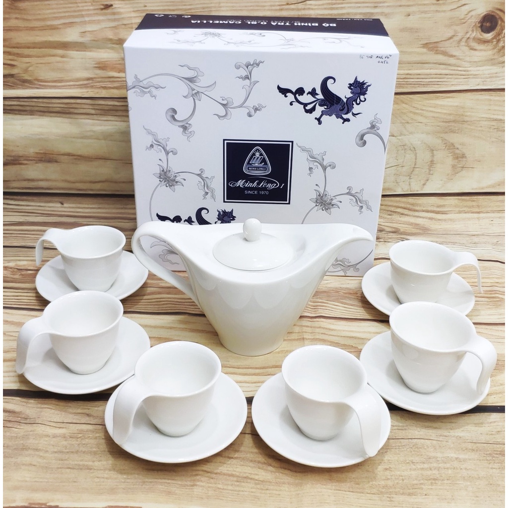 bộ ấm trà gốm sứ Minh Long Anh Vũ - bộ bình tách trà Anh Vũ sứ Minh Long