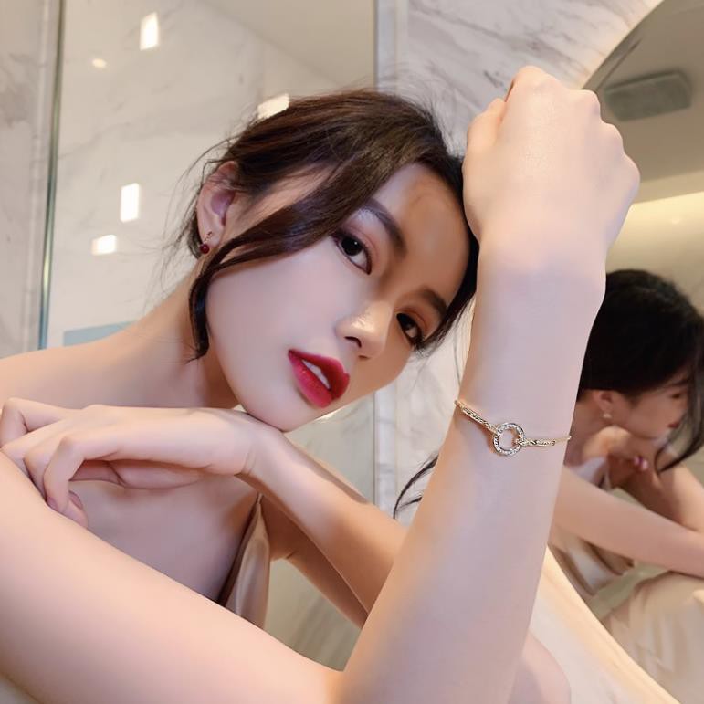 ❤️𝐁𝐀̣𝐂 𝟗𝟐𝟓❤️Lắc bạc nữ  vòng tay mạ vàng điều chỉnh độ dài