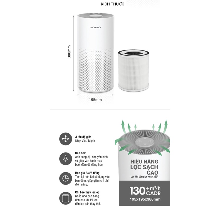 Máy Lọc Không Khí ENP126WHT Lock&amp;Lock - T2Cmall