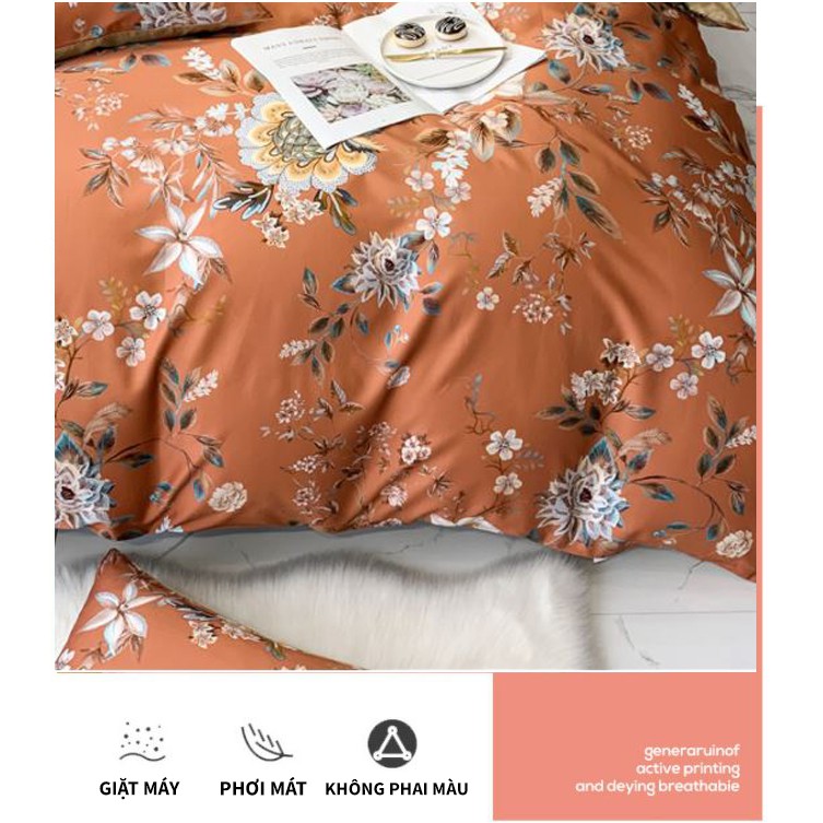 chăn ga💖FREESHIP💖bộ chăn ga 5 món họa tiết hoa hòe nâu CHANGABN21 set bao gồm 1 chăn 1 ga 2 gối 1 gối ôm cao cấp | BigBuy360 - bigbuy360.vn