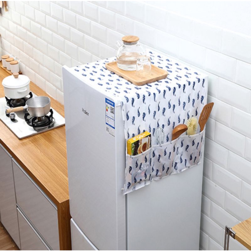Tấm phủ tủ lạnh có túi đựng loại tốt - Khăn phủ tủ lạnh chống bụi, chống thấm nước dày dặn mẫu mới, có ngăn để đồ 2 bên