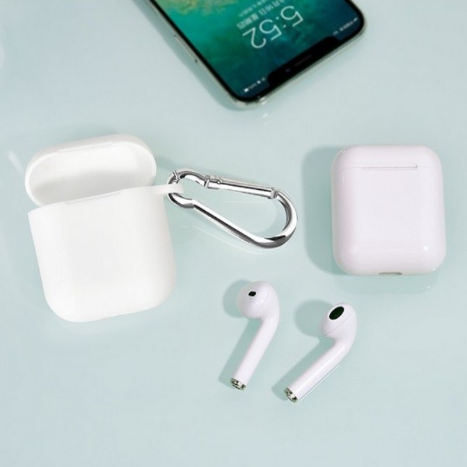 Bao da silicon cho tai nghe Airpods, AirPods 2 , i500, i11, i12,es39 màu Trắng