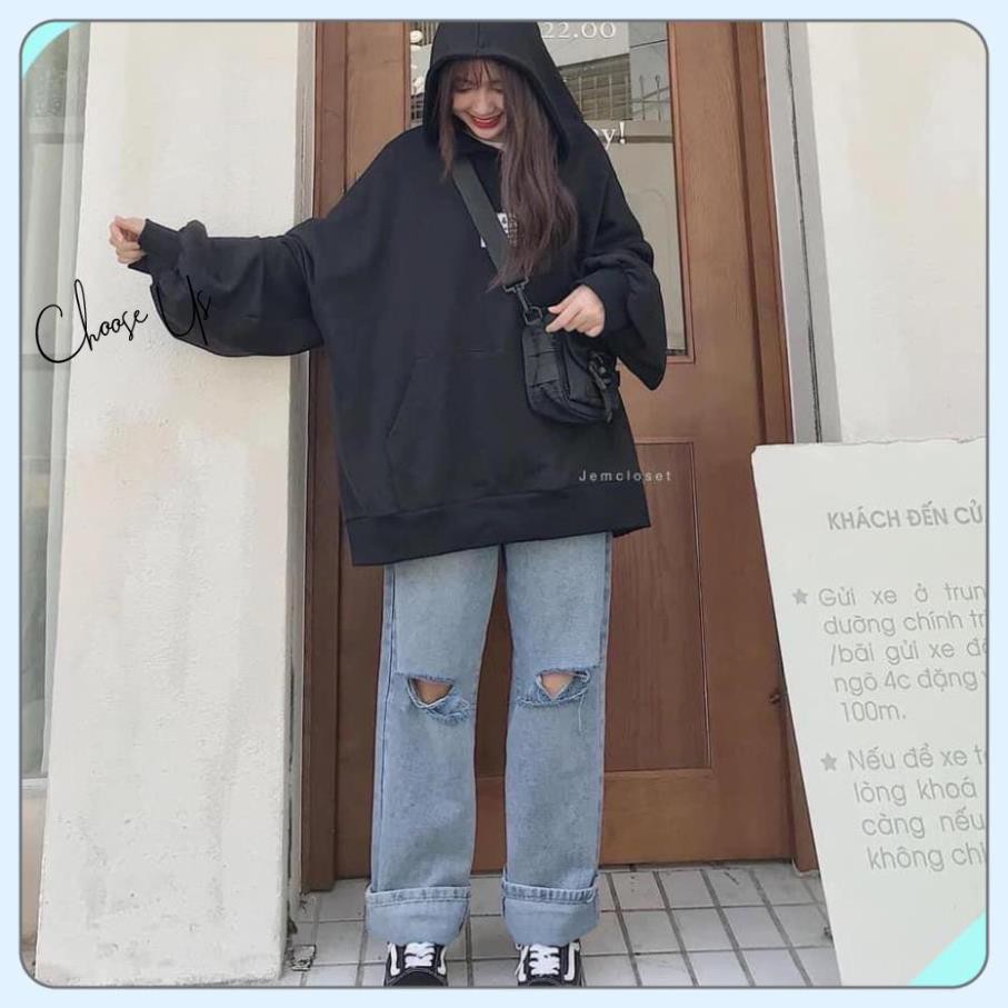 Áo Hoodie Nam Nữ Nỉ LOGO Màu Đen Basic Form Rộng Ullzang | BigBuy360 - bigbuy360.vn