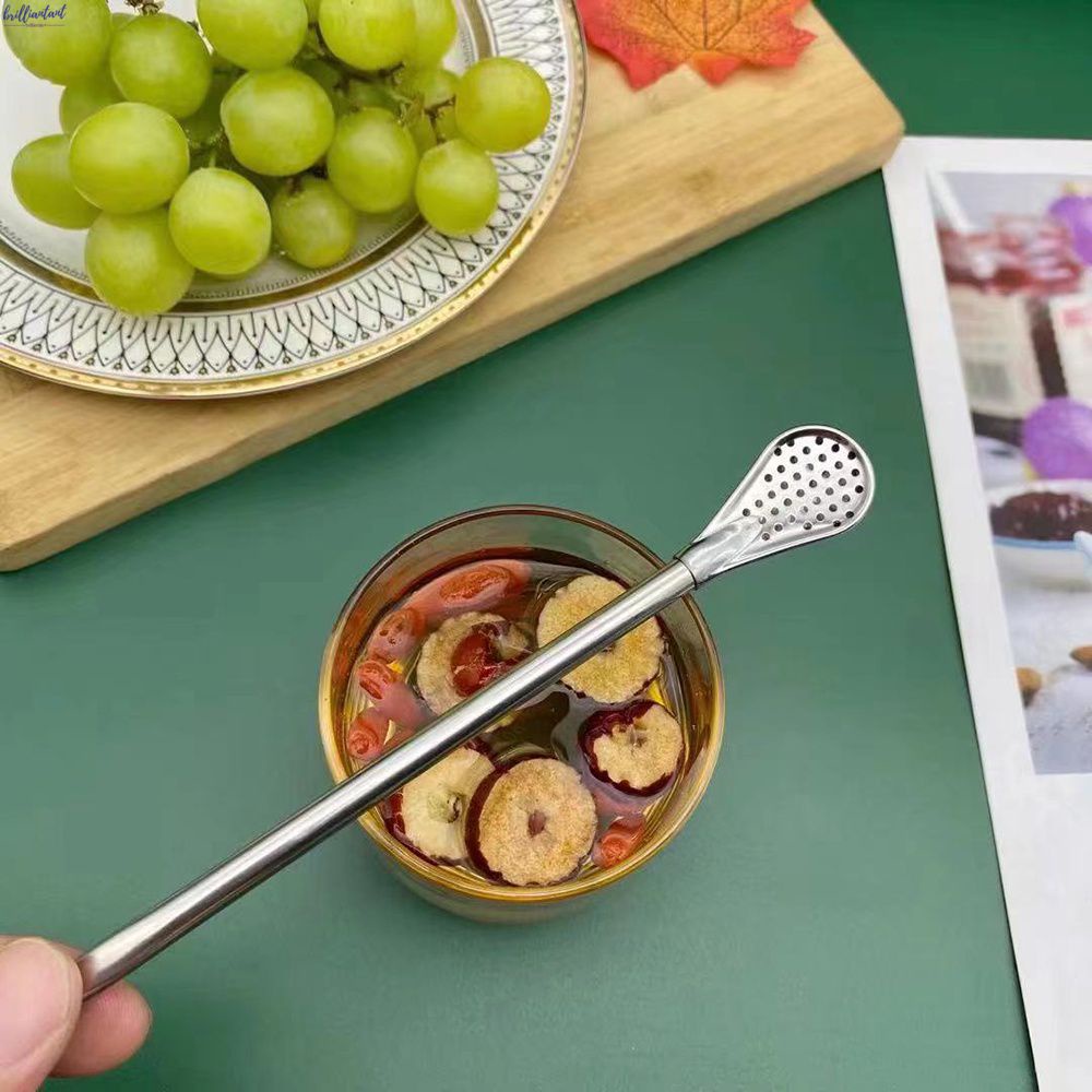 2 Trong 1 Cà Phê Muỗng Trộn Cốc Uống Nước Có Ống Hút Tay Cầm Dài Thìa Tráng Miệng Inox Muỗng Cà Phê Có Thể Rửa Được Uống Bộ Đồ Ăn Bri
