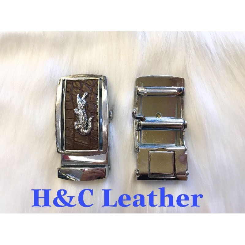 Đầu thắt lưng da cá sấu thật 100% , bản nịt rộng 3.5cm 004