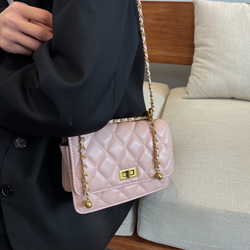 IELGY Túi Đeo Vai Hình Vuông Cỡ Nhỏ Họa Tiết Hình Thoi Đơn Giản Thời Trang Cho Nữ