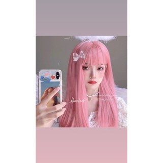 Tóc giả nguyên đầu hồng baby