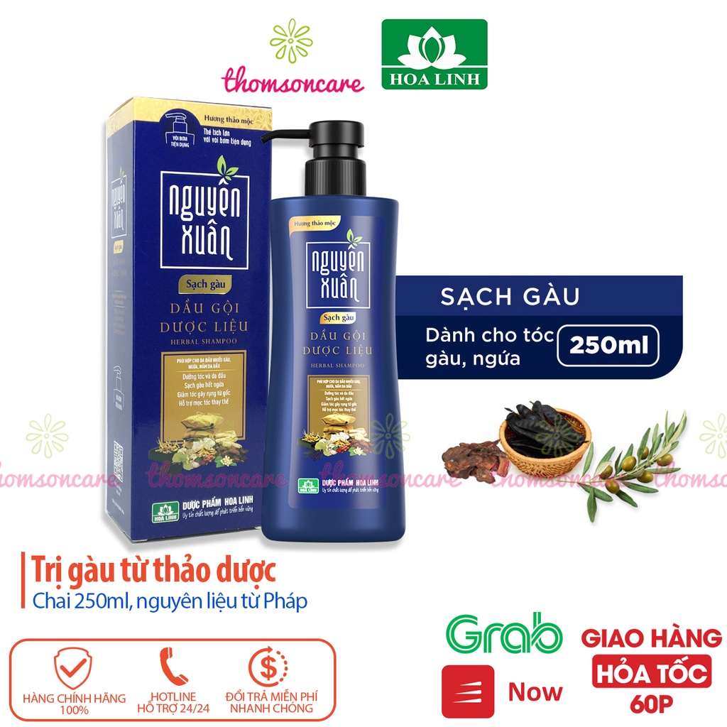 Dầu gội Nguyên xuân giảm gàu, hết ngứa do gầu, ngăn ngừa tóc gãy rụng, khô xơ chai 250ml có vòi từ thảo dược