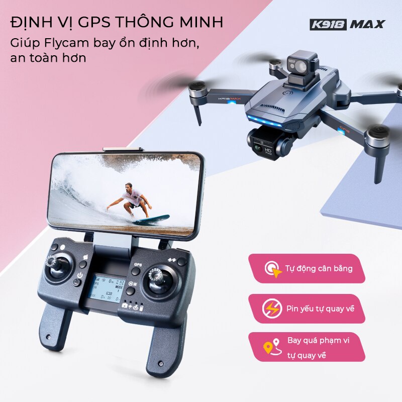 Flycam mini K918 Pro Max - Máy bay điều khiển từ xa trang bị cảm biếm chống va chạm trên không, flycam 4k | BigBuy360 - bigbuy360.vn