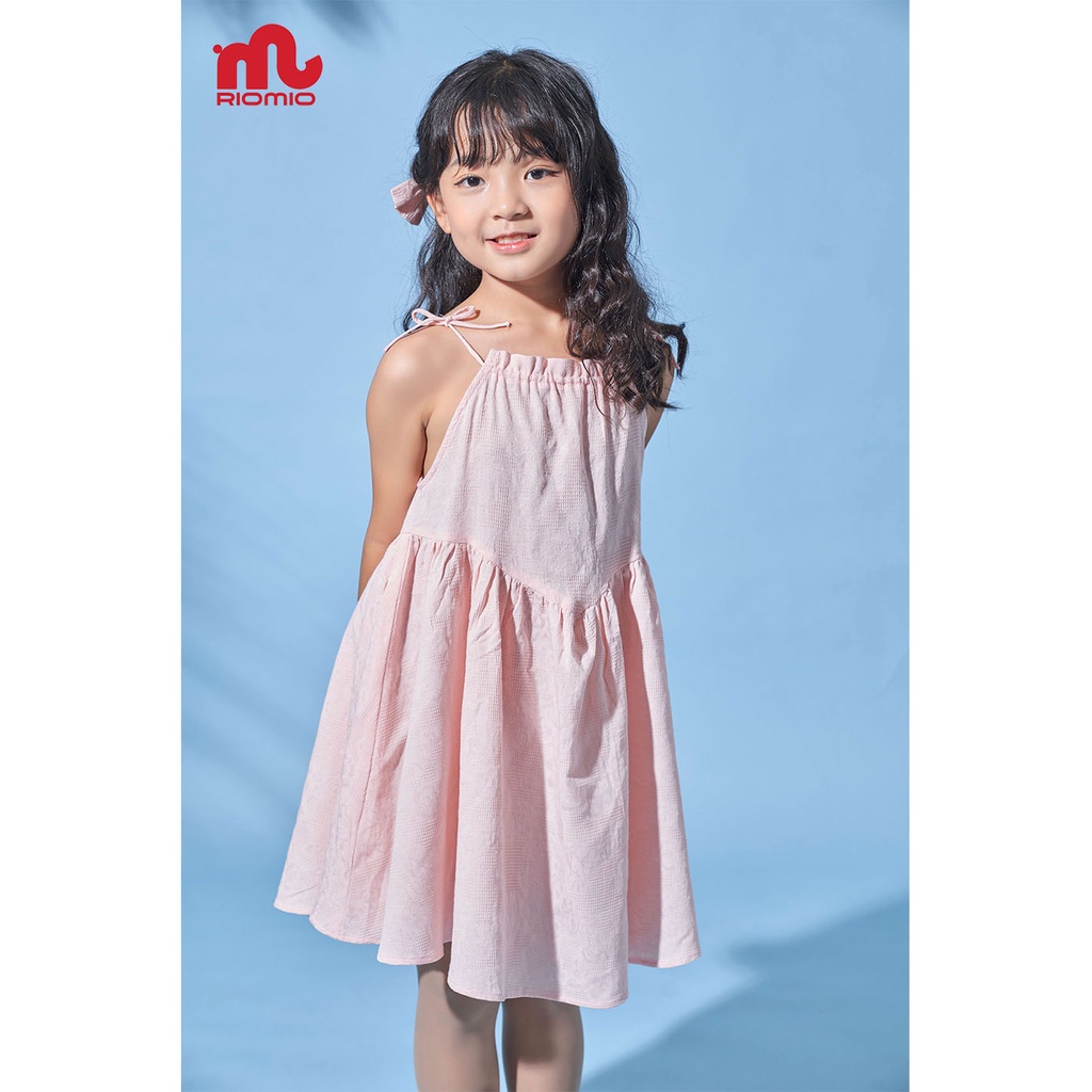 Đầm công chúa bé gái 2 dây dáng suông RIOMIO cho trẻ em 2-8 tuổi (15-30kg) vải boi in hoa nổi - RV112
