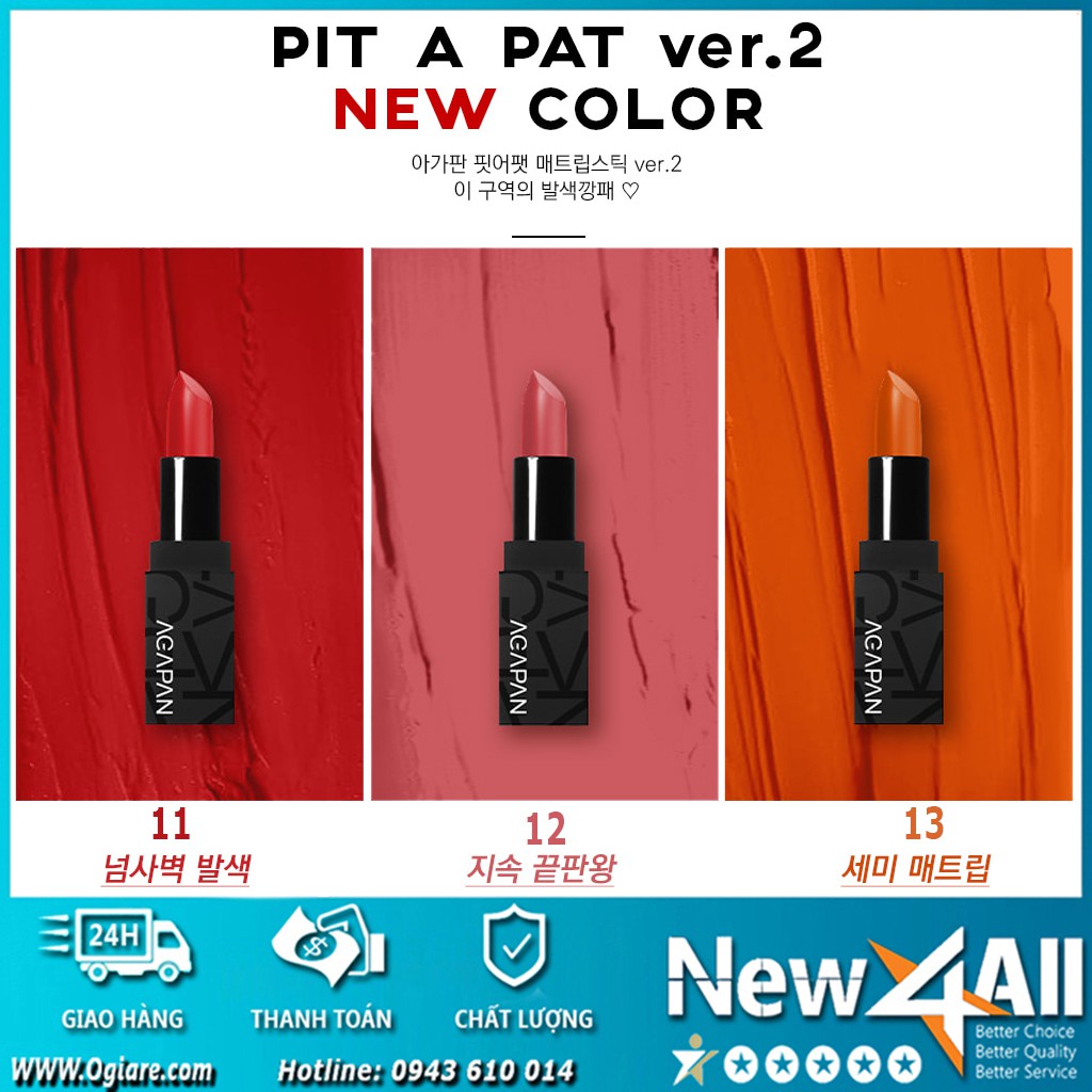 Son lỳ Agapan Pit A Pat #13 Lipstick + Tặng dây buộc tóc New4all