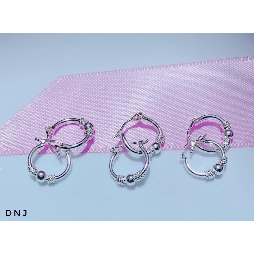 Bông tai bi tròn xinh cá tính chuẩn bạc thật - Kho sỉ bạc Nhất Linh