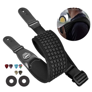 Dây đeo đàn guitar điện 3d 3.5 inch LEKATO điều chỉnh linh hoạt kèm 6 miếng gảy