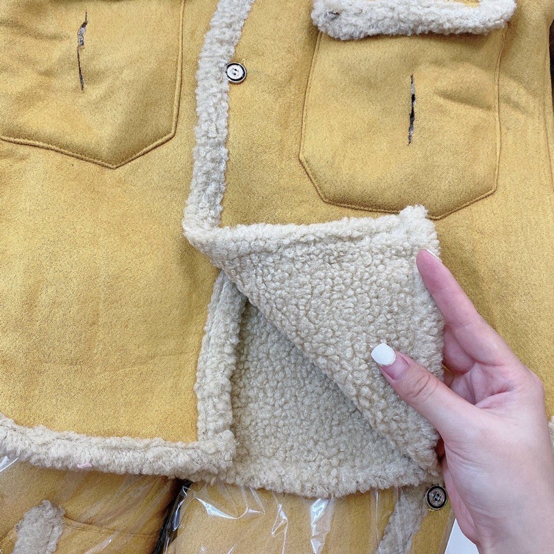 Áo khoác da lộn lót lông cừu