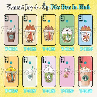 Ốp lưng Vsmart Joy 4 - Ốp dẻo đen in hình Ly Trà Sữa Cute