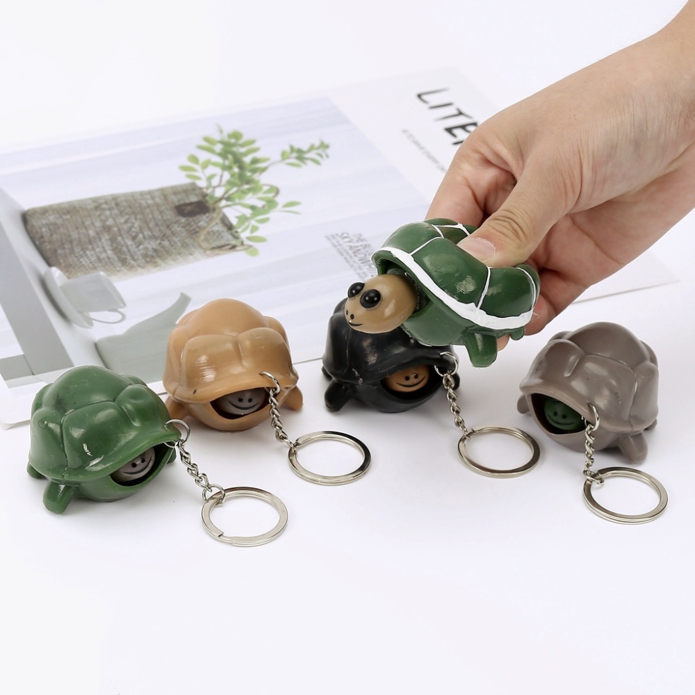 Móc khóa Rùa Thụt Đầu Thụt Cổ Squishy Mochi mềm mịn dễ thương chân thực giảm stress co dãn đàn hồi ngộ nghĩnh bó