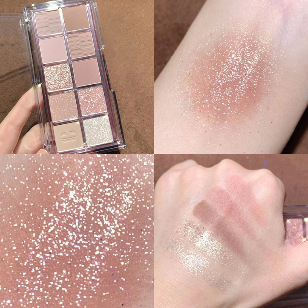 DIKALU 10 Màu Sắc Phụ Nữ Long Lanh Eyeshadow Palette Ngọc Trai Matte Màu Bóng Mắt Màu Đất Shiny Sequins Mắt Sắc Tố Lâu Dài Hàn Quốc trang điểm Giao hàng Nhanh Chóng