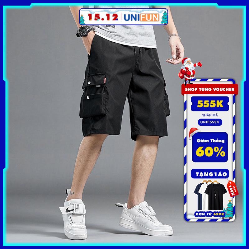 Quần short nam kaki UNIFUN mã KC-V Quần đùi nam dáng lửng túi hộp có chun mùa hè