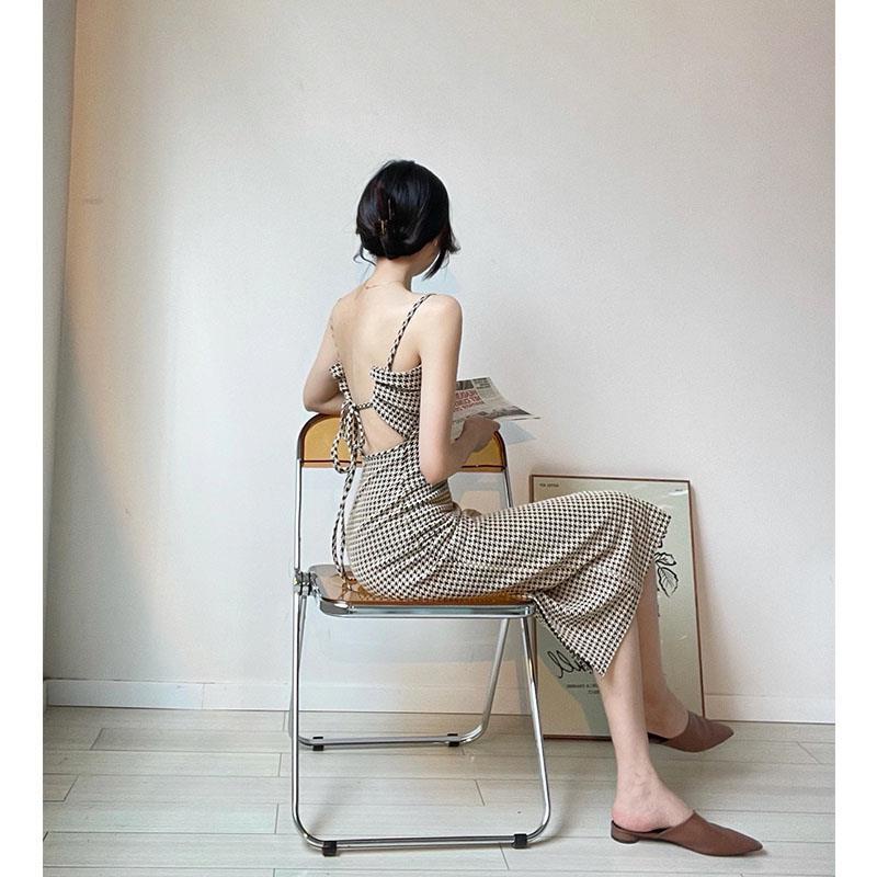 Đầm hai dây JSC dáng dài ôm dáng phong cách Hồng Kông thời trang cổ điển quyến rũ