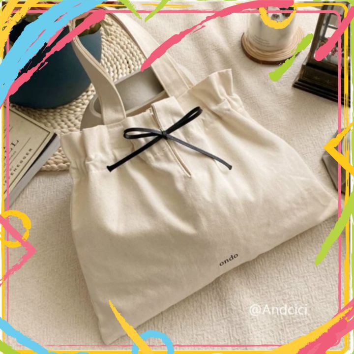 TÚI XÁCH RÚT NƠ VÃI CANVAS SIÊU XINH