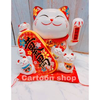 Mèo thần tài sứ ngoắc tay cao cấp size 35cm vật phẩm phong thủy