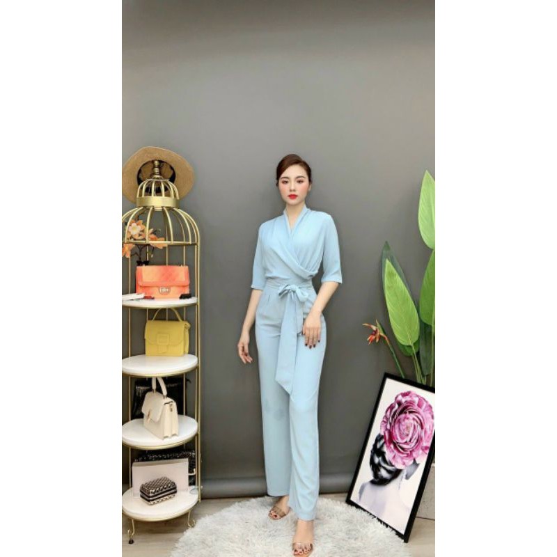 Jumpsuit dài thắt eo (ảnh thật) cao cấp tặng hoa tai