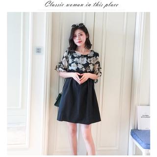 Váy suông hoa big size màu đen