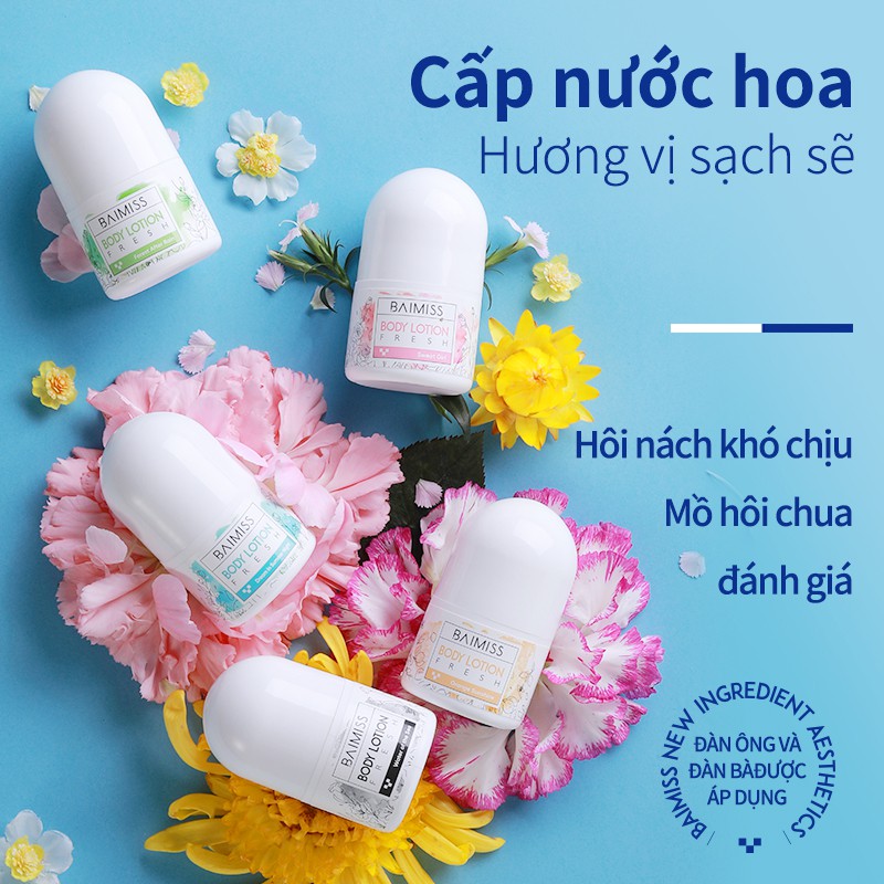 Chai Lăn Baimiss Khử Mùi 30ml 5 Loại Tùy Chọn Chống Mồ Hôi Vùng Dưới Cánh Tay