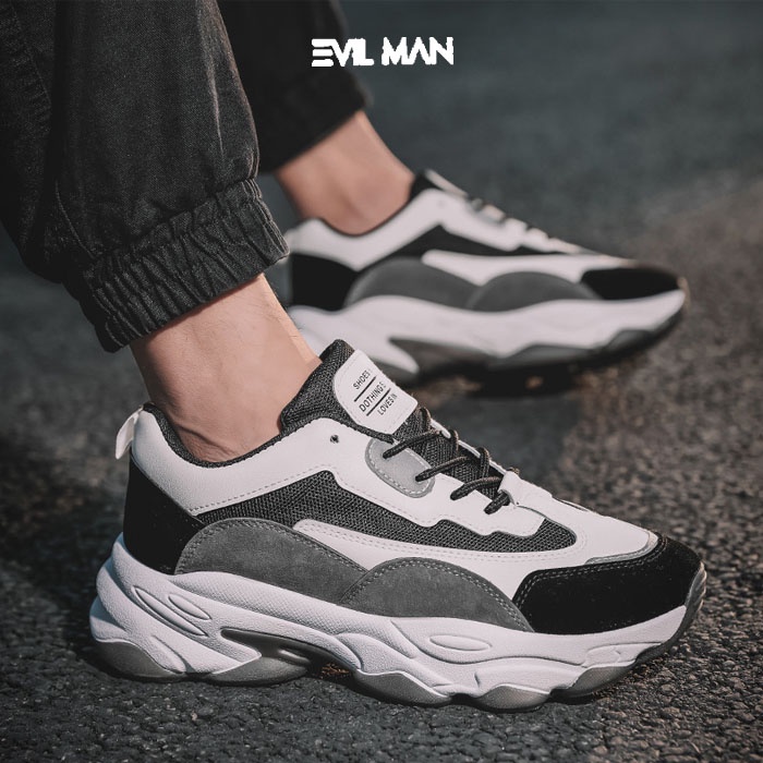 Giày Sneaker Nam, Giày Thể Thao Nam EVIL SPORT 04 hầm hố trẻ trung năng động Màu Đen Trắng - ES04ĐT