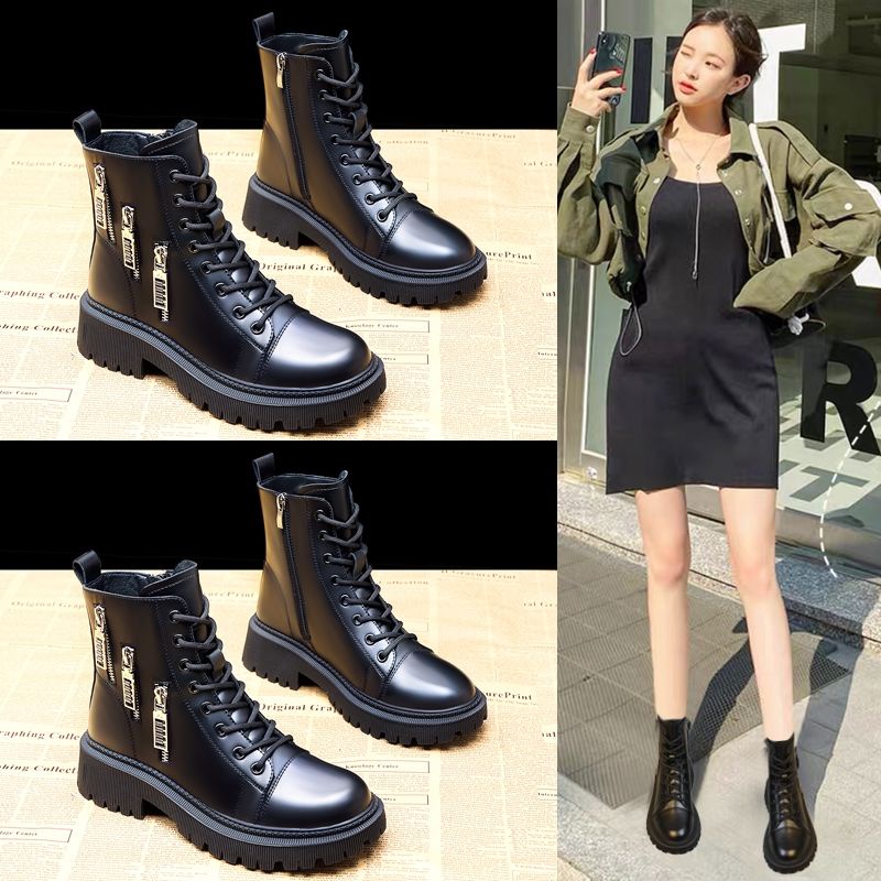 Giày Bốt Martin Lót Nhung Cotton Thoáng Khí Phong Cách Anh Quốc Mới Cho Nữ S 2021