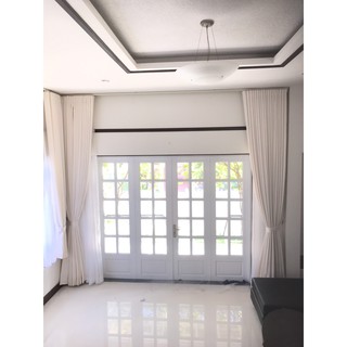 Tông Trắng - Ngang 3m5 Cao 2m6 x 2 tấm - Rèm Chống Nắng Khoen Ore Cao Cấp - Có May theo yêu cầu