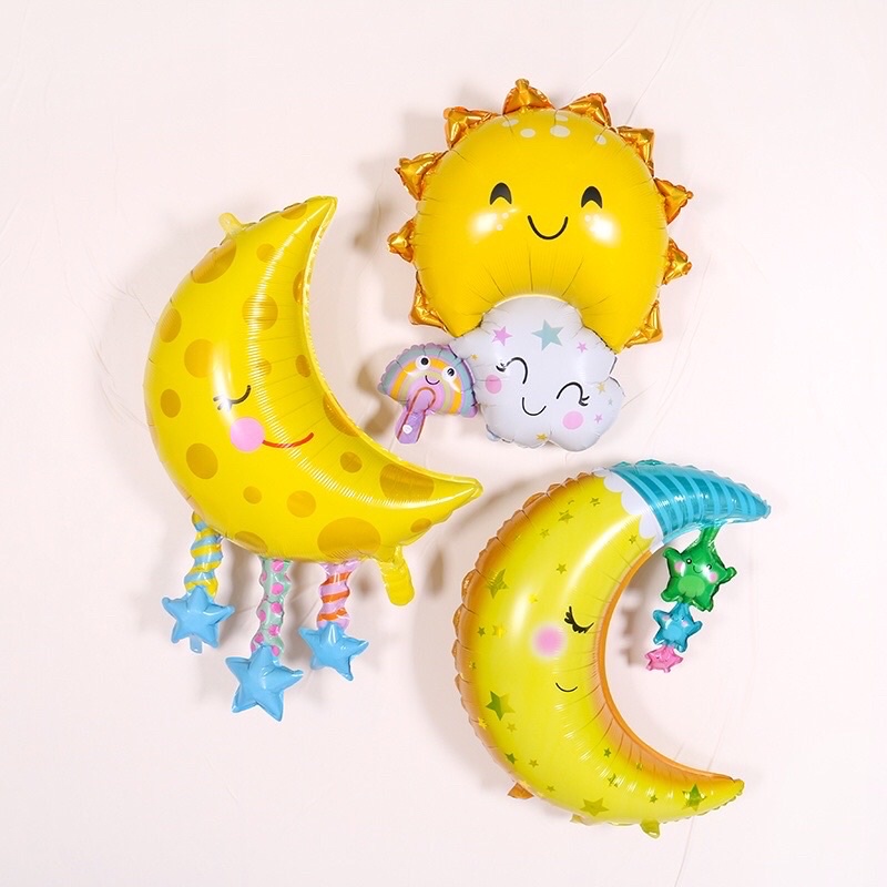 Bong bóng hình đám mây, cầu vồng, mặt trời, mặt trăng dễ thương