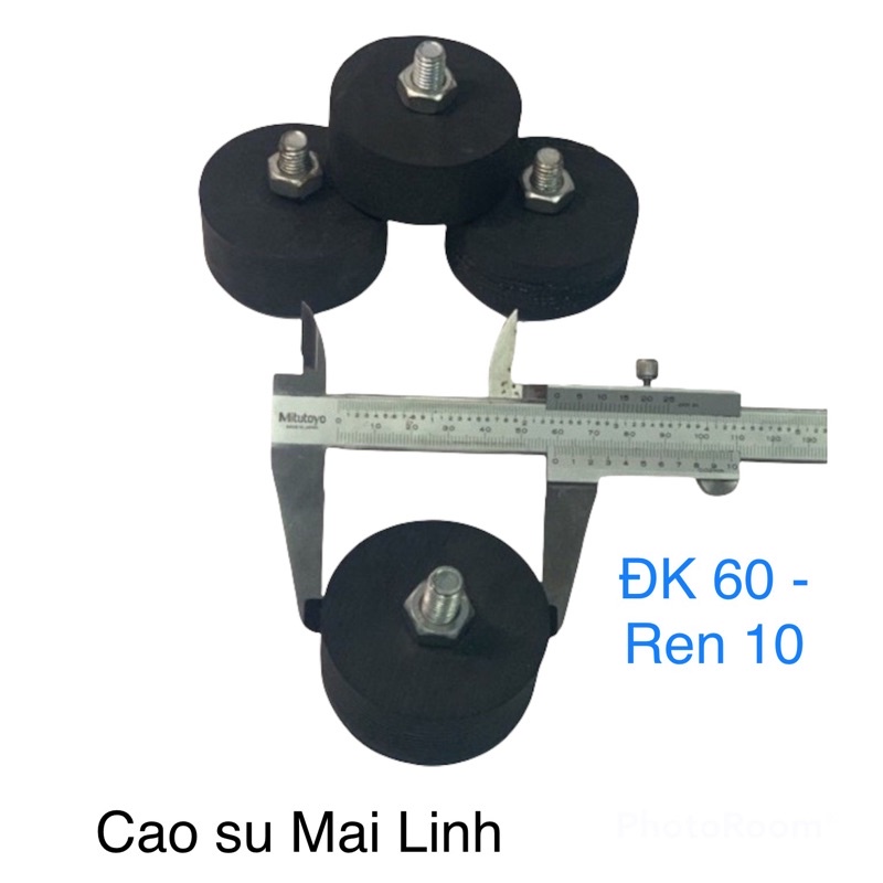 4 cục cao su giảm chấn có ốc đường kính 60 cao 30; 40 ốc 10 (mm)