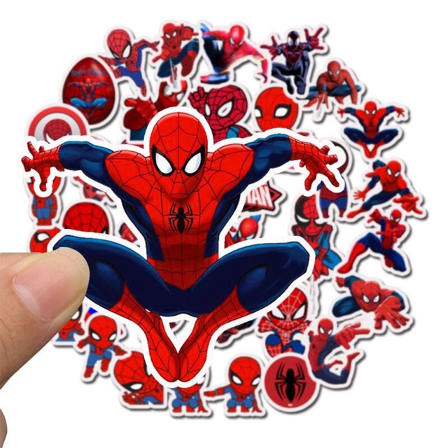 Sticker người nhện 30 cái ép lụa khác nhau có bóc dán