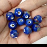 5 viên đá gốm sứ xanh bích in hoa văn 12mm