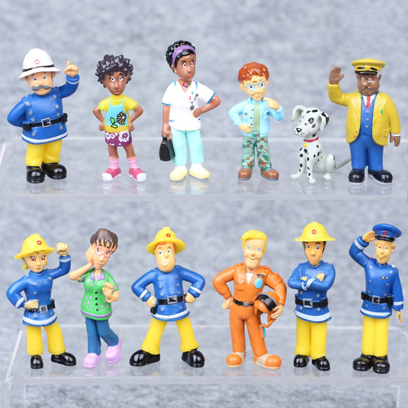 Bộ 12 Mô Hình Lính Cứu Hỏa Sam Cao 3-6 Cm