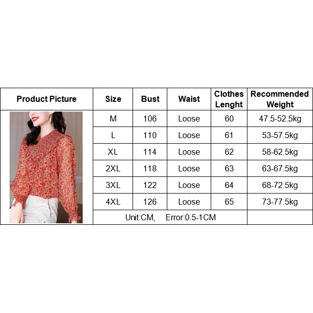 Áo chiffon tay dài họa tiết hoa dáng rộng thời trang thanh lịch cho nữ