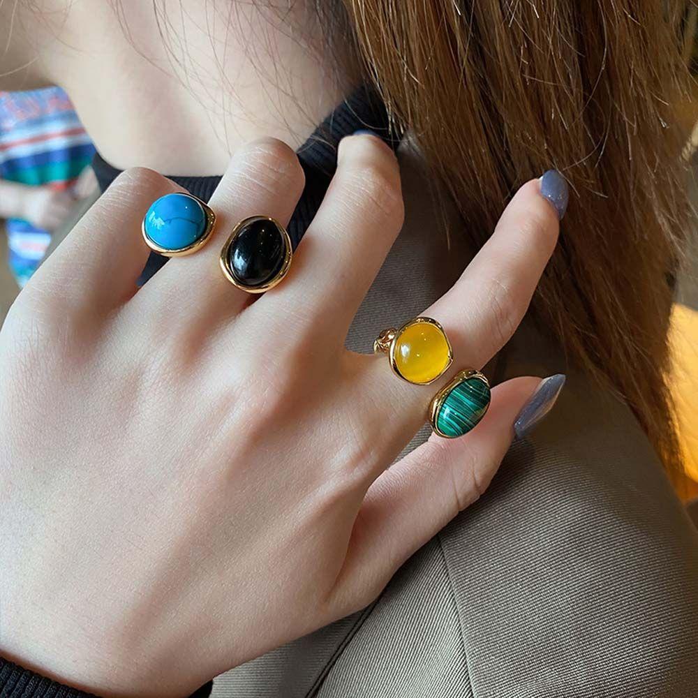 Nhẫn HợP Kim ĐíNh Đá Malachite Đơn GiảN ThờI Trang Cho Nữ