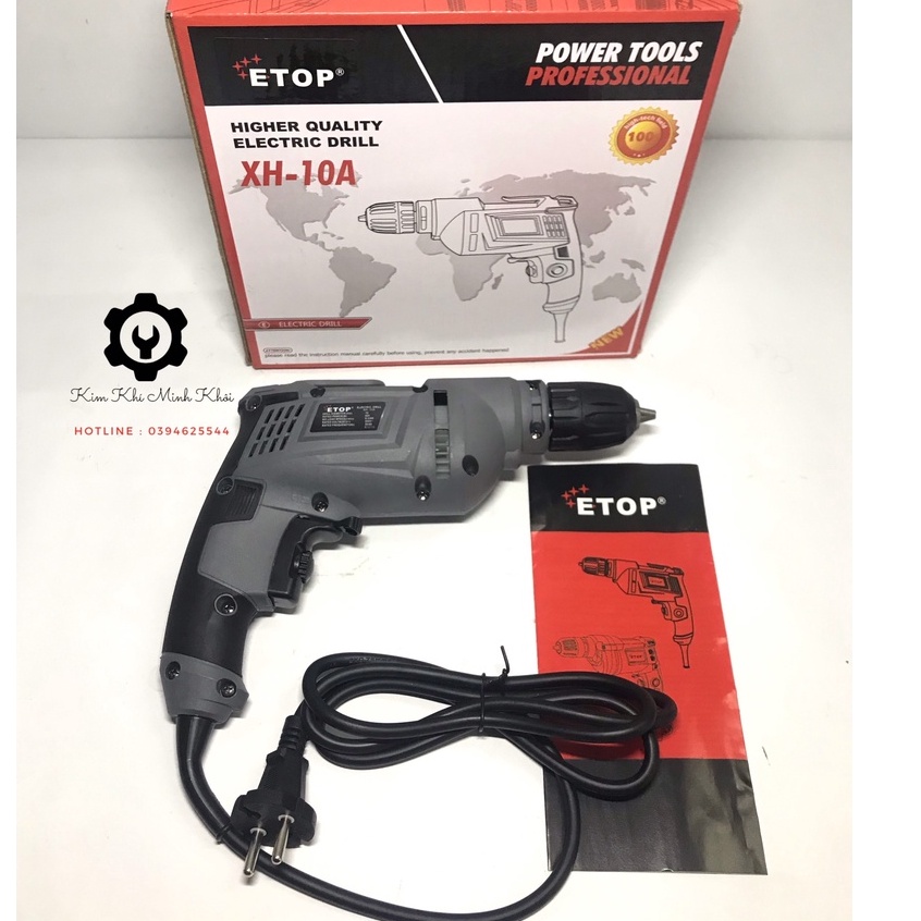 Máy khoan cầm tay đầu 10MM| Máy khoan điện| Máy khoan ETOP XH-10A 620W( cam kết lõi đồng 100%)