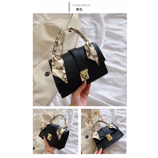 M29_Túi Xách PU Vuông Thắt Nơ Tự May Handmade