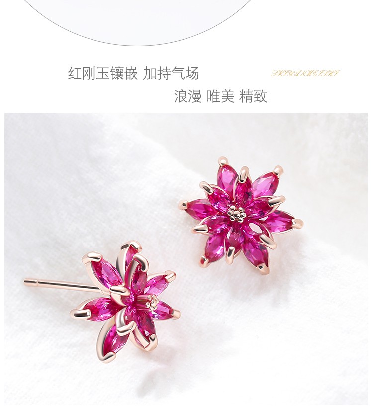 Bông Tai Mạ Bạc Đính Đá Ruby Sang Trọng